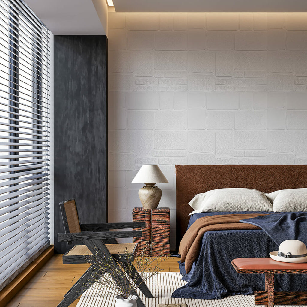 Самоклеюча 3D панель 700х700х6мм Камінь білий (151) HO-00001155